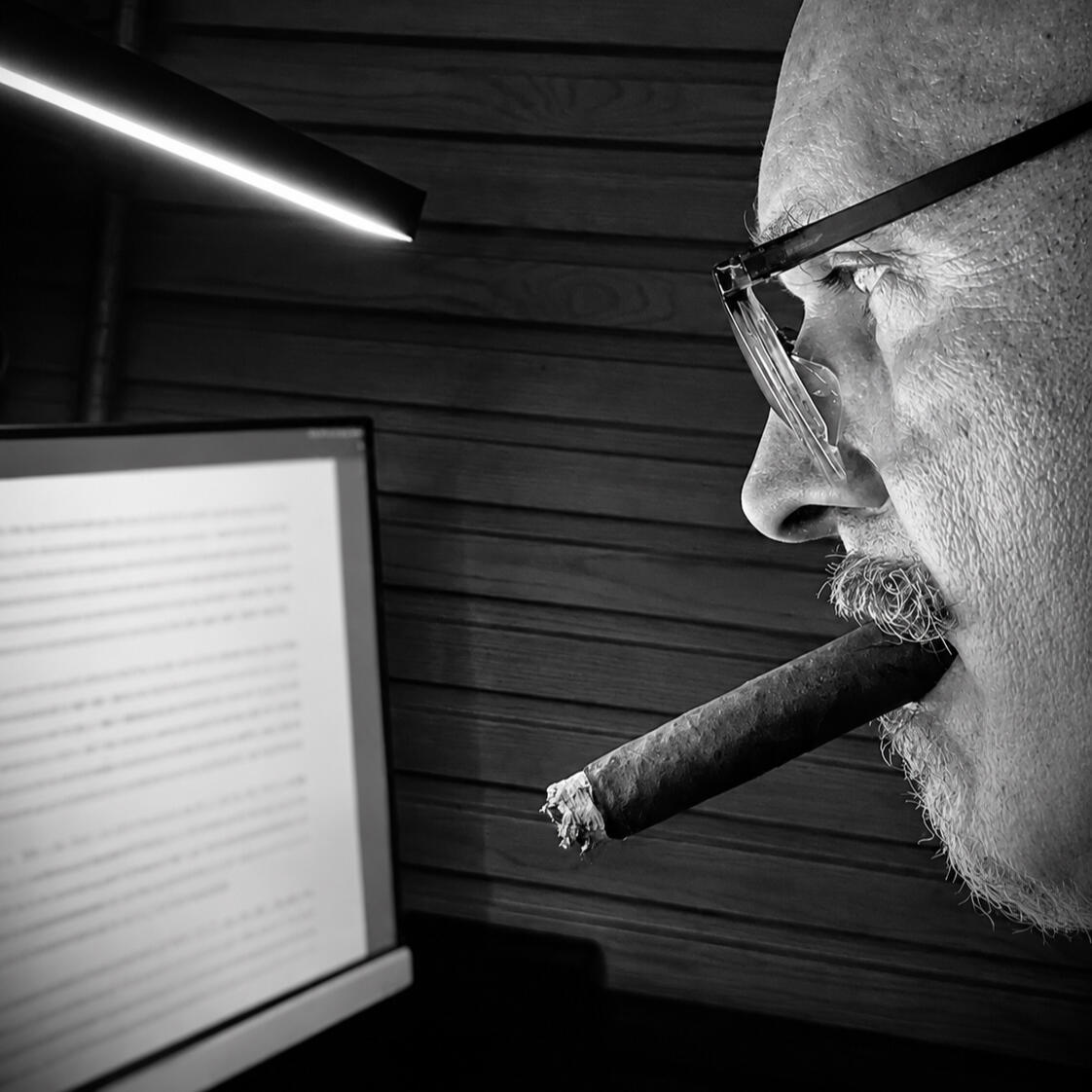 Elias Duvain’s Writing Desk Elias Duvain at work on Watcher Upon A Time